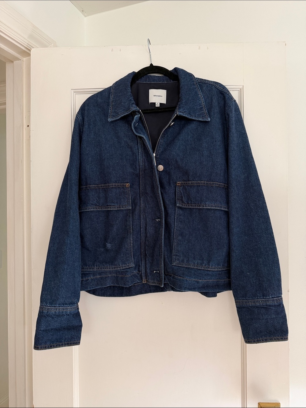 Reformation Oakley  Dark Blue Denim Jean Jacket